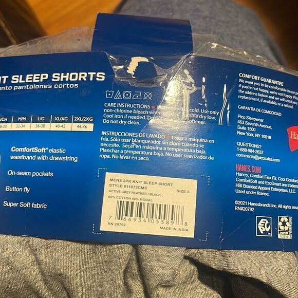 Hanes Men's Cotton Modal ComfortFlexFit Sleep Shorts, 2-Pack - Picture 9 of 9